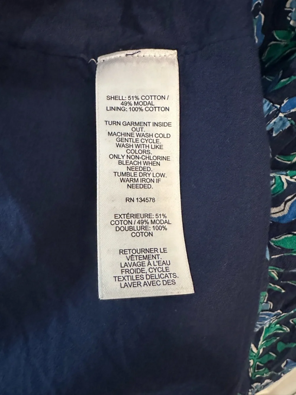 Vineyard Vines Women’s Blue & Green Smocked Anegada Floral Midi Dress Sz. XL - Picture 4 of 6